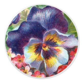 パンジーの花のノブの引っ張り セラミックノブ