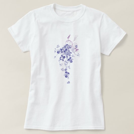 パンジーの花束-女性のワイシャツ-白 Tシャツ (デザイン正面)