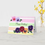 パンジーの花柄の誕生日 カード (黄色い花)