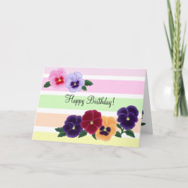 パンジーの花柄の誕生日 カード