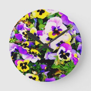 パンジーの花 ラウンド壁時計