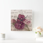 パンジーの間で スクエア壁時計 (ホーム)