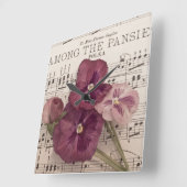 パンジーの間で スクエア壁時計 (傾斜)