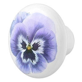 パンジーの顔 紫 セラミックノブ