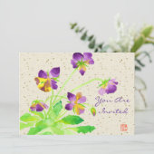 パンジーウォーター絵画カラーズパープルイエローワシ 招待状 (スタンド正面)