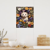 パンジーガーデンに囲まれた可愛いフェレット ポスター (キッチン)