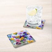 パンジーハッピーバースデー スクエアペーパーコースター (インサイチュ)