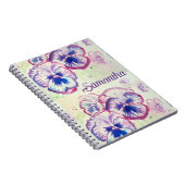パンジーパニーズパープルフラワーズフローラ水色名 ノートブック (右側)