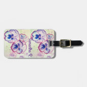 パンジーパニーズパープルフラワーズフローラ水色名 ラゲッジタグ (正面横)