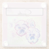 パンジーピンクの水色パンジーフローラフラワーフォン ガラスコースター (裏面)