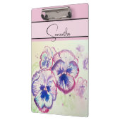 パンジーピンクの水色パンジーフローラフラワーフォン クリップボード (左)