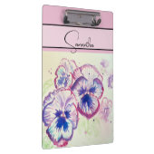 パンジーピンクの水色パンジーフローラフラワーフォン クリップボード (右)