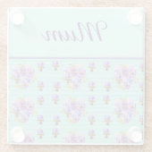 パンジーフラワーアクアストライプフローラムマザーズ ガラスコースター (裏面)