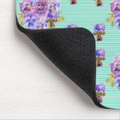 パンジーフラワーアクアストライプフローラムマザーズ マウスパッド (コーナー)