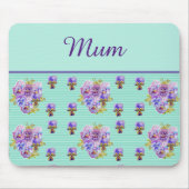 パンジーフラワーアクアストライプフローラムマザーズ マウスパッド (正面)