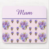 パンジーフラワーピンクストライプフローラムマザーズデイ マウスパッド (正面)