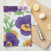 パンジーフローラカラフルパタパーソナライズされたーン キッチンタオル (四つ折り)