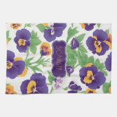パンジーフローラカラフルパタパーソナライズされたーン キッチンタオル (横)
