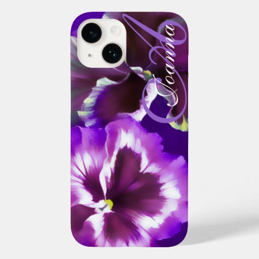パンジーフローラパープルカスタム Case-Mate iPhoneケース (裏面)