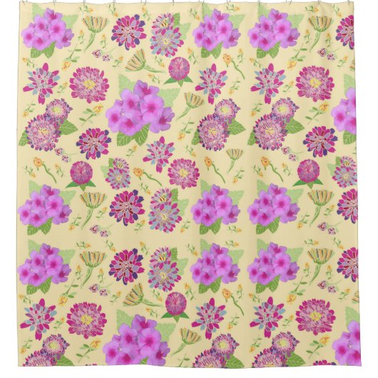 パンジーフローラブーケシャワーカーテン シャワーカーテン (正面)