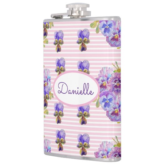 パンジーフローラヴィオラヴィンテージ女性ピンクストライプクThe フラスク (左)