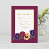 パンジーフローラ50番目のバースデーパーティ招待状 招待状 (スタンド正面)