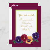 パンジーフローラ50番目のバースデーパーティ招待状 招待状 (正面/裏面)