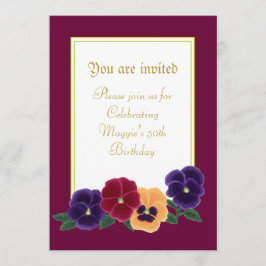 パンジーフローラ50番目のバースデーパーティ招待状 招待状