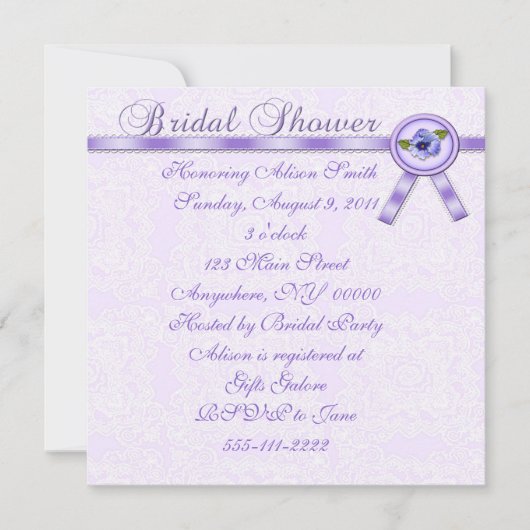 パンジーブライダルシャワー招待 招待状 (正面)