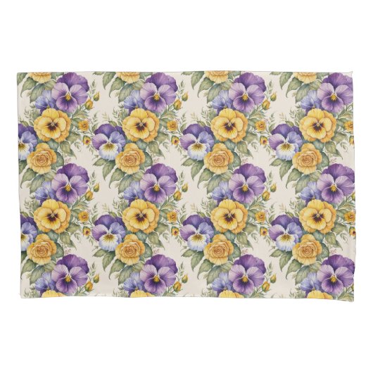 パンジーモダンヴィンテージフローラ 枕カバー (正面)