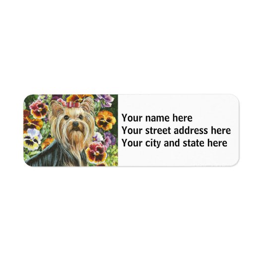 パンジー付きヨークシャーテリア ラベル (正面)