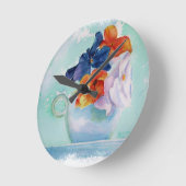 パンジー壁掛け時計のティーカップ ラウンド壁時計 (傾斜)