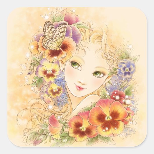 パンジー広場ステッカー スクエアシール (正面)