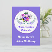 パンジー招待状、かわいらし誕生日招待状 招待状 (スタンド正面)