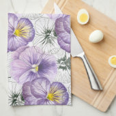 パンジー模様 キッチンタオル (四つ折り)