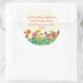 パンジー水の色の花差出人住所 ラウンドシール (バッグ)