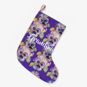 パンジー水彩パープルフラワーグランマストッキング スモールクリスマスストッキング (正面 (吊り時))