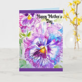 パンジー水彩フラワーフローラマザーズDay Card カード (黄色い花)