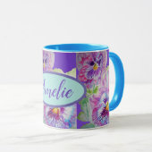パンジー水彩フローラかわいらしパープルフラワーマグ マグカップ (正面右)