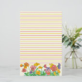 パンジー水彩花赤い黄色の裏地 便箋 (スタンド正面)