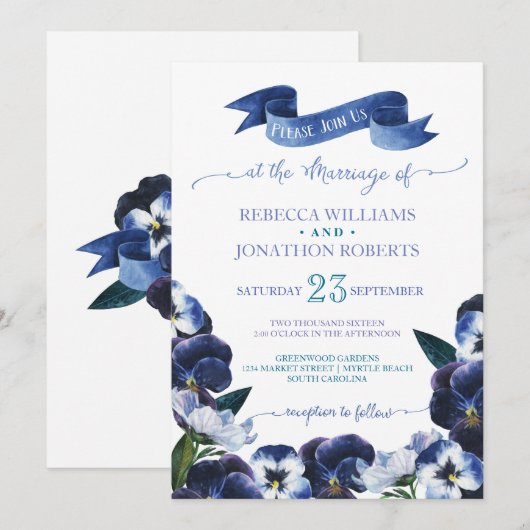 パンジー絵を描 招待状 (正面/裏面)