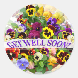 パンジー美しいGET WELL GREETING ラウンドシール