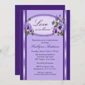 パンジー花フレームのブライダルシャワーの招待状 招待状 (正面/裏面)