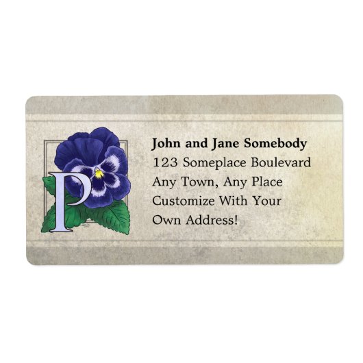 パンジー花モノグラム用P ラベル (正面)