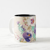 パンジー花束をコーヒーカップに ツートーンマグカップ (正面左)