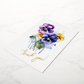 パンジー花「ありがとう！」 編集可能 箔シーズンカード (回転した状態)