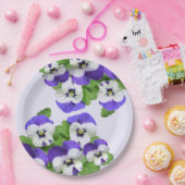 パンジー薄紫パープルパーティーイベントフラワーガーデンランチ ペーパープレート (パーティー)