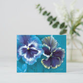 パンジー青いフラワーアートはがき ポストカード (スタンド正面)