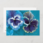 パンジー青いフラワーアートはがき ポストカード (正面/裏面)