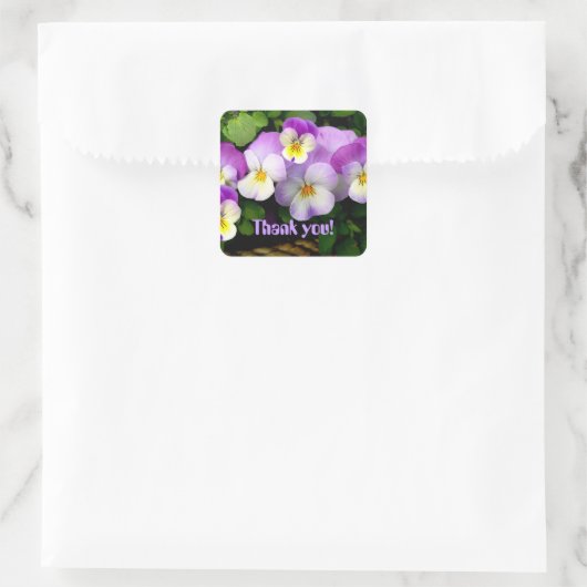 パンジー「ありがとう!」 スクエアシール (バッグ)